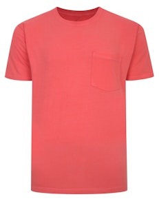 Bigdude – Lässiges, stückgefärbtes T-Shirt in verwaschenem Rot